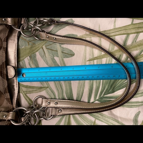 Authentic COACH Op Art tote bag canvas shoulder beige gold 16233 Large size - Picture 8 of 8